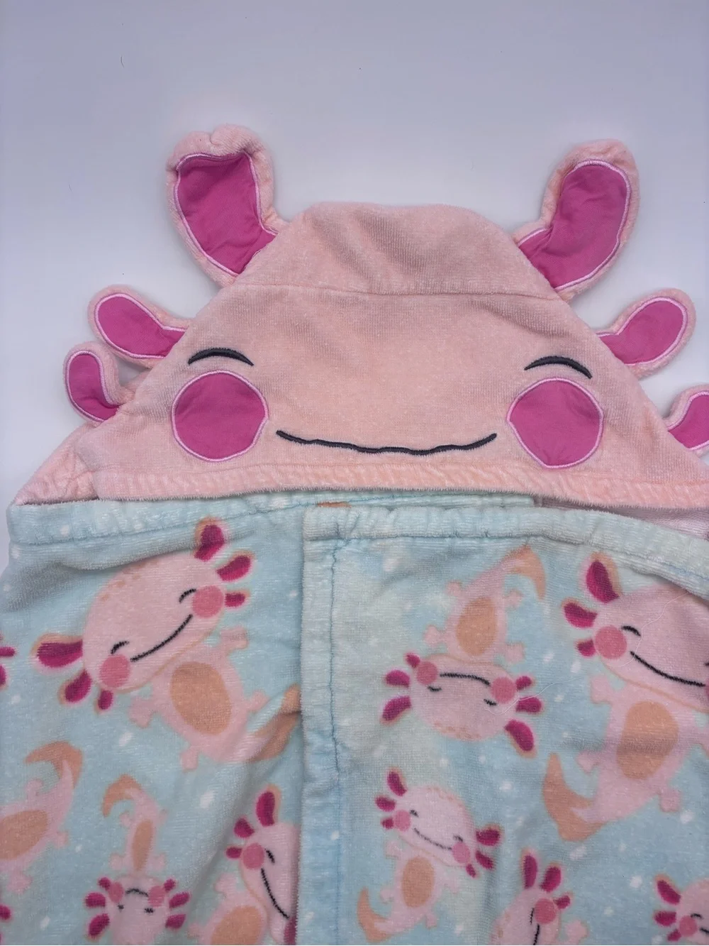 Pink Axolotl Hooded Kids Robe